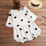 ZANZEA Bohemian Women Blouse 2022 Summer Office Lady Polka Dot Tops Casual Short Sleeve A-line Blusa Femininas Oversized