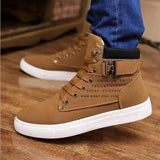 Spring Style English Frosted Belt Buckle Men's High Upper Shoes Popular Men's Shoes Men's Board Shoes A862 Men's