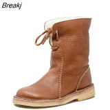 New Walking Shoes Women Boots Round Toe Flat Shoes Keep Warm Short Tube Snow Boots Female Outdoor Footwear Size