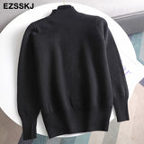 Autumn winter cashmere basic warm Sweater velvet Pullovers Women female fur thick Turtleneck sweater knit Jumpers
