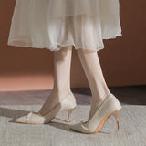 Adult High Heels 2025 New Niche Bridesmaids Shoes Pearl Fine And Brides Wedding