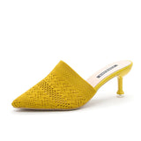 Breakj Red Flying Head Wear 2025 Spring New Knitted Head Hollow Tip Fine And High-Heeling Slippers Women's Cold