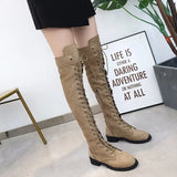 Breakj Explosive Large Code 35-43 Yards Flat Over The Knee Women's Long Boots Autumn And Winter New Velvet Locomotive