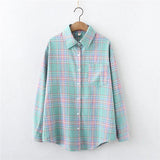 Style Plaid Shirts Women 2021 New Loose Design Blouse Lady Long Sleeve Blouses Cotton Casual Shirt Women Tops