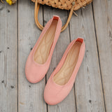 Breakj And Autumn New Large Size Round Head Solid Color Flat Casual Bean