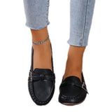 Flat-Soled Single-Shoe Women's 2025 Spring Fashion Belt Buckle Round Head Comfortable Pedaling Casual Bean