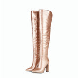 autumn and winter women's European and American new trend fashion pointed thick heel over the knee slim women's