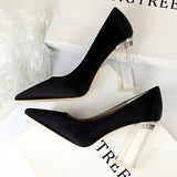Shoes Clear Crystal Woman Pumps Silk High Heels Shoes Sexy Wedding Shoes Women Heels Party Shoes Female Plus Size 41