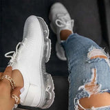 Sneakers Knitted Breathable Women's Vulcanized Shoes Lace Up Casual Flat Shoes Female Spring Ladies Running Shoes