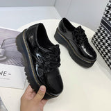 Breakj Celebrity With The Same Jk Soft Sister Black Small Leather Shoes Female Autumn British Wind Round Head With Thick Platform Martin Single