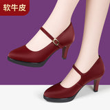 Model Catwalk Cheongsam High Heels Women's Waterproof Table Fine Heels Wine Red Pointed Shallow Mouth Professional Work