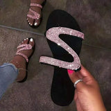 Summer New Explosion Models Toe Sandals Women Rhinestone Plus Size Sandals 35-43 Women's