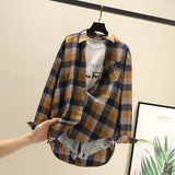 Blouses Shirts Tunic Womens Tops 2020 Long Sleeve Clothing Button Up Down Plaid New Fashion Autumn Turn-down Collar