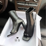 Short Boots 2023 Autumn And Winter New Clip Toe Breathable Elastic Sleeve Fish Mouth Thick Heel Sandals Show Thin Women's