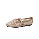 Code Metal Buckle Flat Sandals Women Wear The 2024 Summer New Fashion Hollow-Out Casual
