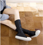 Platform Pu Leather Knee High Boots Women Shoes Woman Retro Punk Height Increasing Long Boots Lace Up Booties Mujer