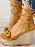Summer Ankle Strap Women Sandals Platform Wedges High Heel Flock Butterfly Peep Toe Fashion Female Ladies Shoes Zapatos De