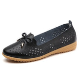 Shoes Butterfly Knot Flat Slip On White Gray Black Hollow Out Breathable Tassel Female Footwear Party Dress Bullet