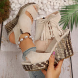 Breakj Slope Heel Sandals Women 2025 Summer Tuxedo High-Heeled Fish Mouth Loose Cake Bottom Fashion Wearing