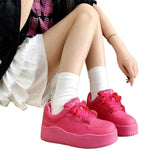 Breakj Selected Broadcast Room Hot Style Board Shoes Female Pure Color Super High Bread Shoes Breathable Comfortable College Wind Hot