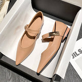 Toe Soft leather mary janes shoes woman ankle strap chunky heel loafers ballet flats metal buckle OL shoes plus size
