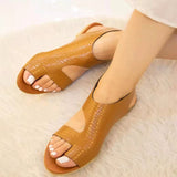 Breakj Flat Sandal Women's Summer Crocodile Pattern Round Toe Soft Sole Casual Plus Size Women's