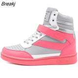 Women Casual Shoe Espadrilles Platform Hidden Increasing Sneakers PU Leather Shoes Woman Breathable High Top Tenis Feminino