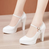 Model Catwalk High Heels Women's Waterproof Table Tip Large Size 40-43 Fine Heels Professional Single Shoes Work