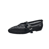 Code Metal Buckle Flat Sandals Women Wear The 2024 Summer New Fashion Hollow-Out Casual