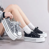 Nwe Women Canvas Shoes Spring/Summer New Student Sequins with Thick Bottom Flats Vulcanized Shoes Casual Running