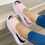 Breakj Summer Large-Size Lady Thick Bottom Slope And Fish Mouth Sandals Magic Stick Casual Fish Mouth