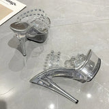Fashion Summer New Pointed Transparent Waterproof Platform Fine Heel Fashion Runway Ultra High Heel Women's Single Shoes And