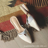 Breakj Half Slippers Women's Summer Wear 2025 Summer New Shoes Pointed Flat Bottom Muller Cool Slippers Half-To-Single