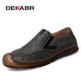 Genuine Leather Shoes For Men's Breathable Trendy Soft Summer Casual Shoes Handmade Brand Moccasins Black Large Size
