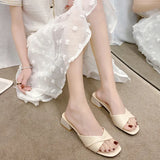 Breakj Small Vintage Brown Coarse Heel Wearing Slippers Women In The Summer Of 2025 Lazy People With A Word Of Cool Drag Muller
