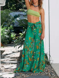 Ladies Spring Fashion Casual Beach Trousers Vintage Floral Printed Wide Leg Pants Autumn New Women Loose High Waist Long