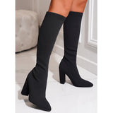 2024 Style Autumn And Winter Large-Size High Boots With Thick Tips And Thick Heels, But Knee-Length Women's Boots And Skinny
