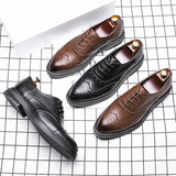 Breakj 2023 New Business Leather Shoes Men's Leather Shoes British Bullock Carved Men's Shoes