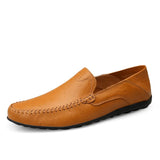 Leather Men Casual Shoes Italian Men Loafers Moccasins Slip On Men's Flats Breathable Hollow Out Male Driving