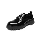 Breakj Shoes Korean Version British Wind Youth Business Shoes High Lace Up Suit Patent Leather Work Shoes