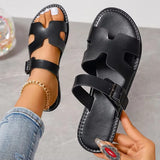Breakj Summer New Flat Cool Slippers Women's Large Code Pure Color Wearing Casual Women's