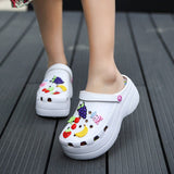 Women Croc Clogs Platform Garden Sandals Cartoon Fruit Slippers Slip On For Girl Beach Shoes Fashion Slides Outdoor