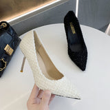 2023 New Korean Version Of High Heels 9 CM Women All-match Pointed Shallow Stiletto Black White Single Shoes Women