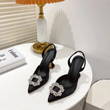 Pumps luxury Crystal Slingback High heels Summer bride Shoes Comfortable triangle Heeled Party Wedding Shoes