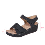 Sandal Female Fish Mouth Casual Velcro Solid Color Slope Heel