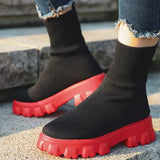 Ankle Boots Platform Knitted Ladies Autumn Socks Boots for Women Fashion Female Booties Plus Size High Heel Boot