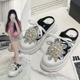 Breakj Baotou Half Slippers Female Wear New Summer Rhinestone Versatile Pine Shoes Platform Lazy