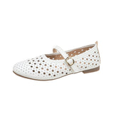 Breakj Hollow Mary Treasure Shoes Women 2025 Autumn Round Head Casual Button Button Single Shoe Trend Hit Female