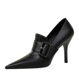 Breakj High Heels Women's Shoe Wine Glass With Super High Heel Pointed Belt Buckle Decoration Deep Mouth Single Shoes Deep Mouth