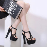 Roman Fish Mouth Sandal Women's Summer New Super High Heels Waterproof Table Nightclub Sexy Thick Heels